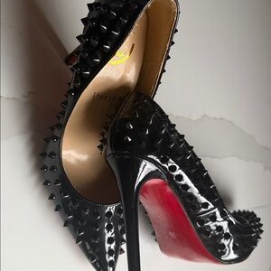 Never warn - replica / Red bottom Black Studded Women's Heels size 8 / 4” heels
